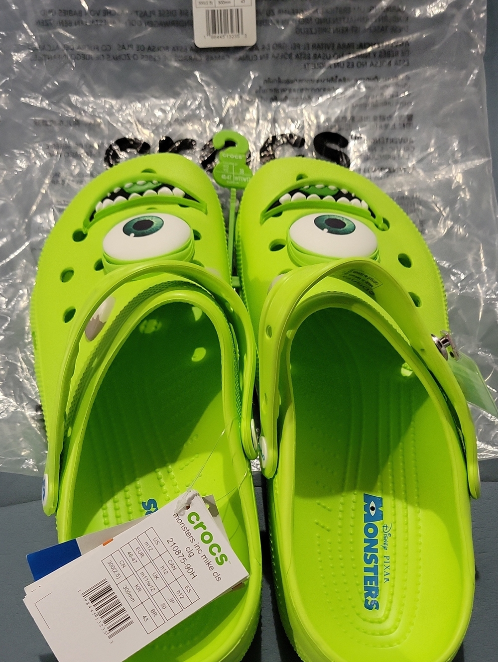 NWT Crocs Classic Clogs Monsters Inc Mike Wazowski Men's Size 12